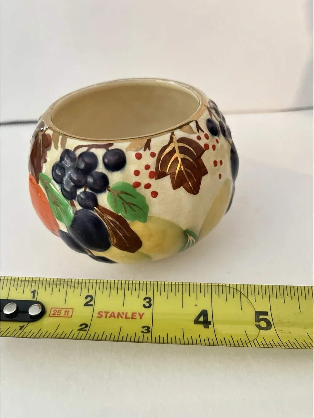 Vintage Sheila England Grape Fruit Leaf Decorated Sugar Bowl - Ceramic / Pottery